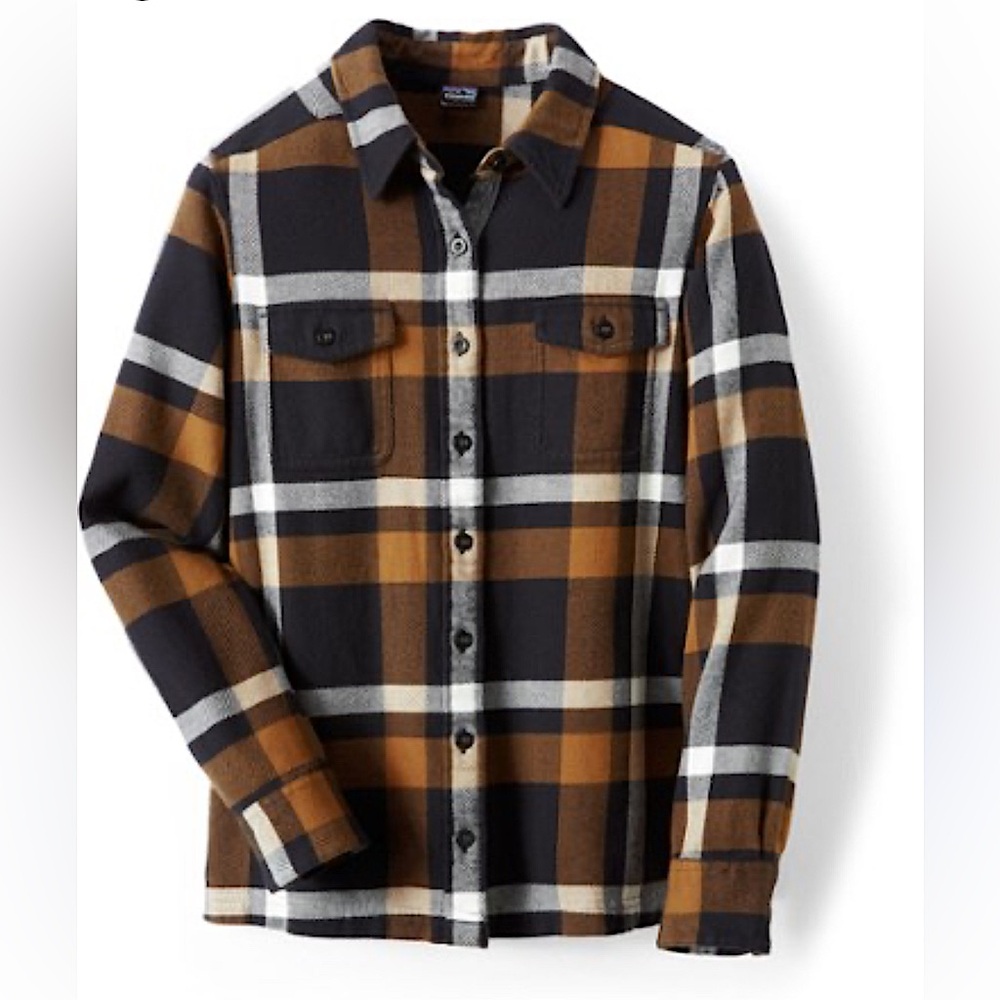 Patagonia- Women’s Fjord Flannel Button Down Shirt - Black,Brown,White - Size: 6